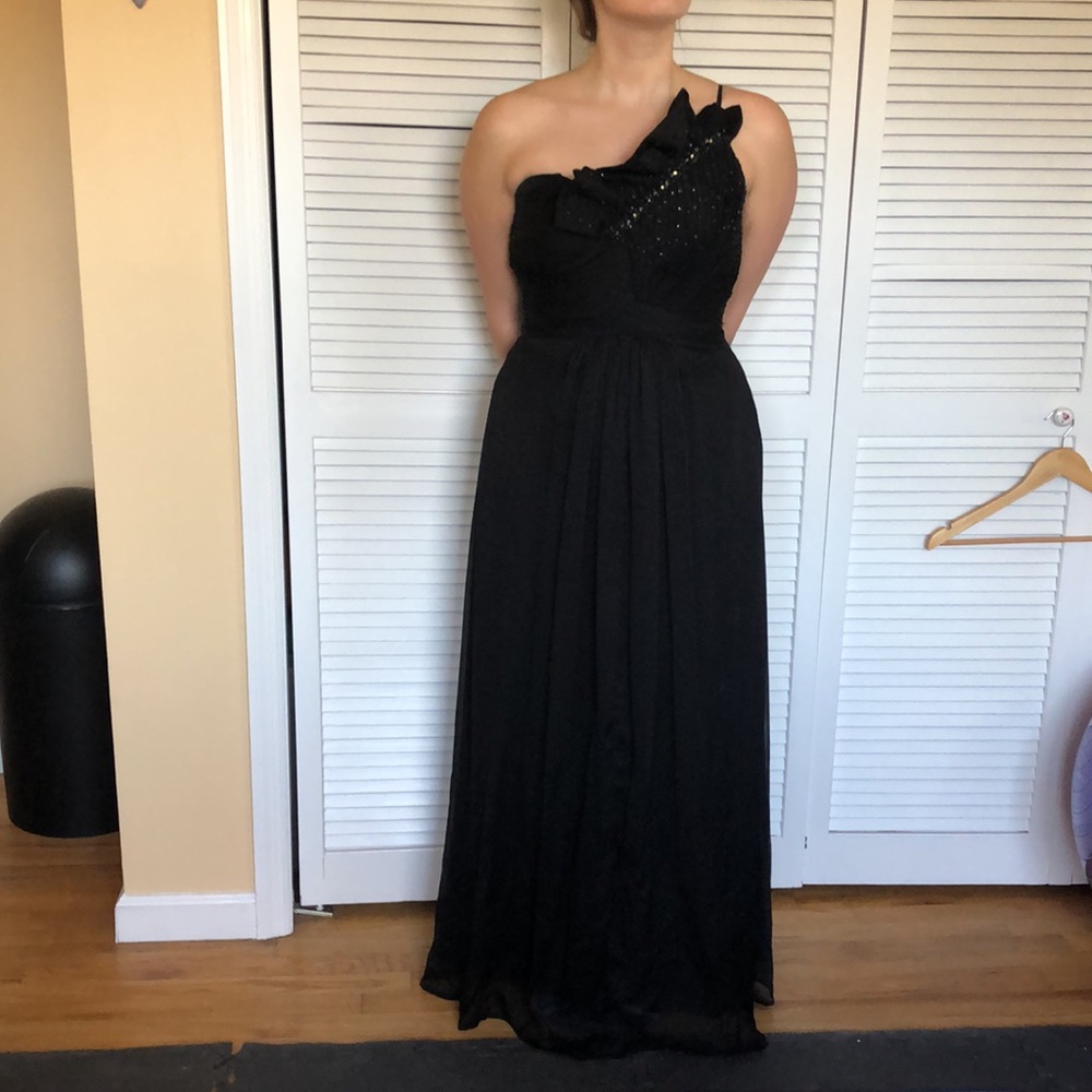 Black asymmetrical formal dress